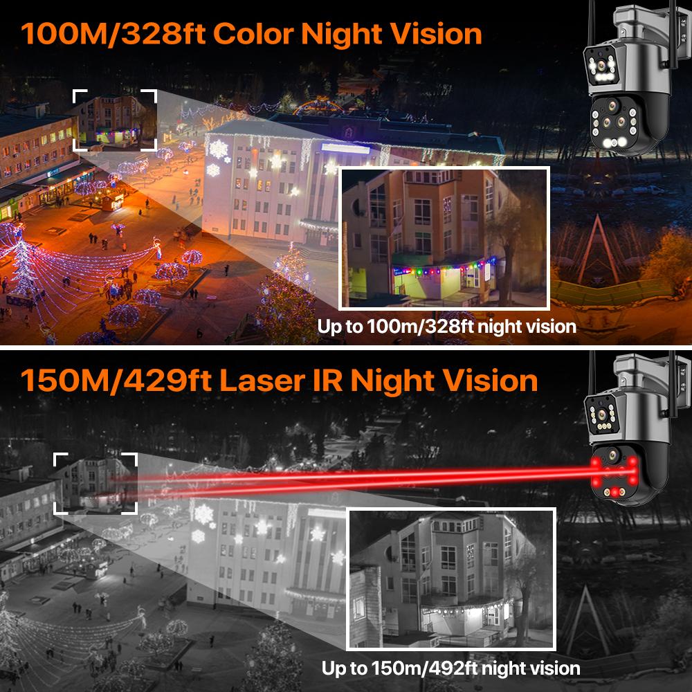 8K 16MP WiFi IP 20X Zoom PTZ Outdoor Wireless Security Camera Four Lens CCTV Cam 4K Video Surveillance Cameras Smart Home