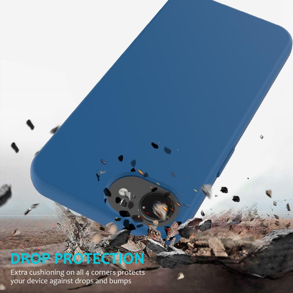 (Blue) For iPhone 16e Case Drop Proof Liquid Silicone Soft Lining Back Phone Cover