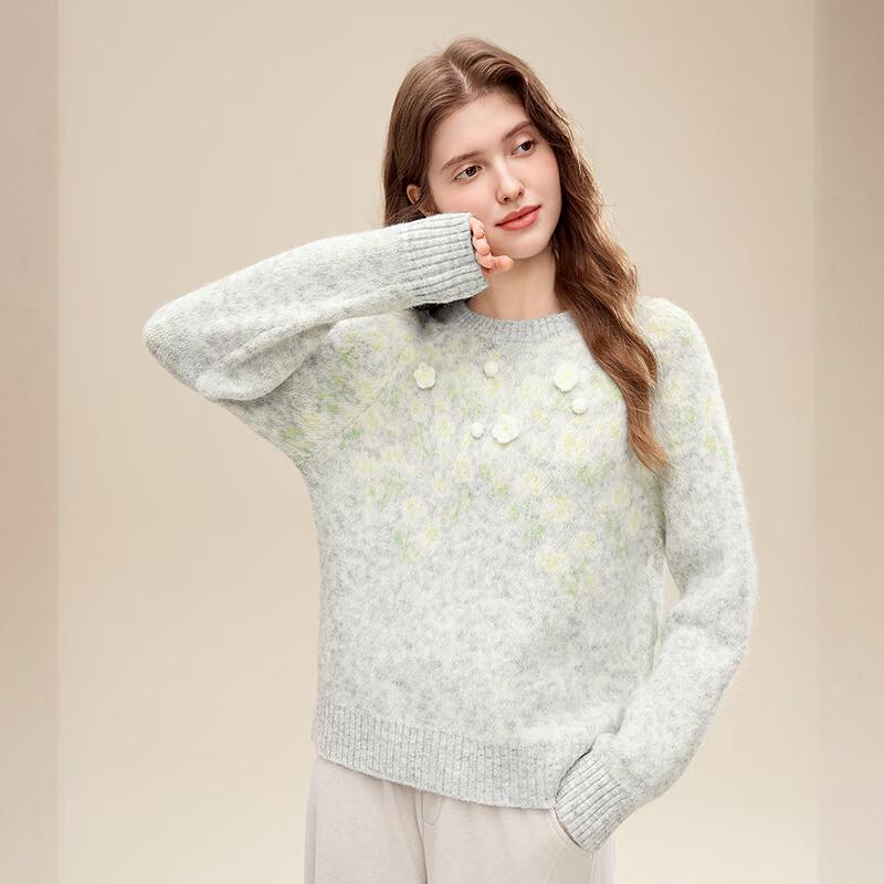 Betu Women's 2025 Winter Floral Jacquard Sweater