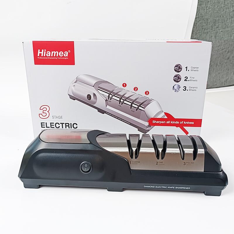 Hiamea Professional Electric Knife Sharpeners for Kitchen Knives with Diamond Abrasives and Precision Angle Guides