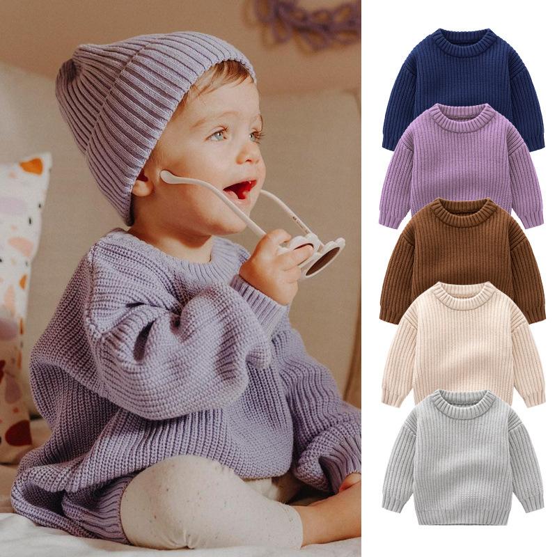0-6Yrs Baby Boys Girls Knit Sweater Clothes New Toddler Infant Newborn Knitwear Soft Spring Long Sleeve Baby Pullover Tops