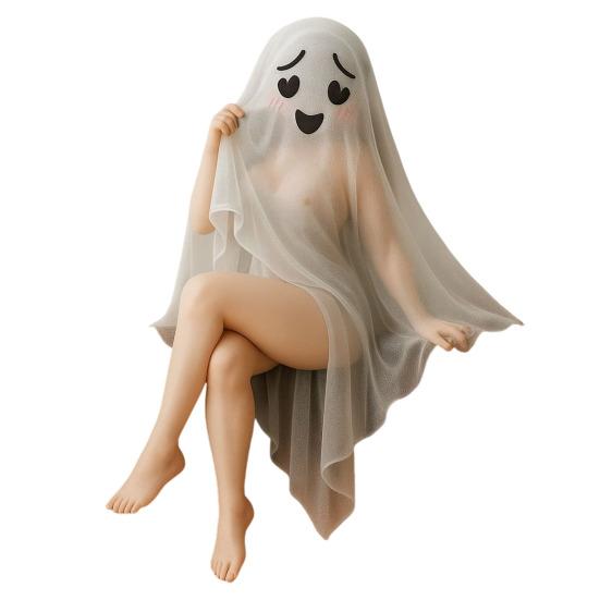 Funny Ghost Statue Creepy Parties Festivals Ornaments Halloween Decoration for Dark Romanticists Gothic Collectors