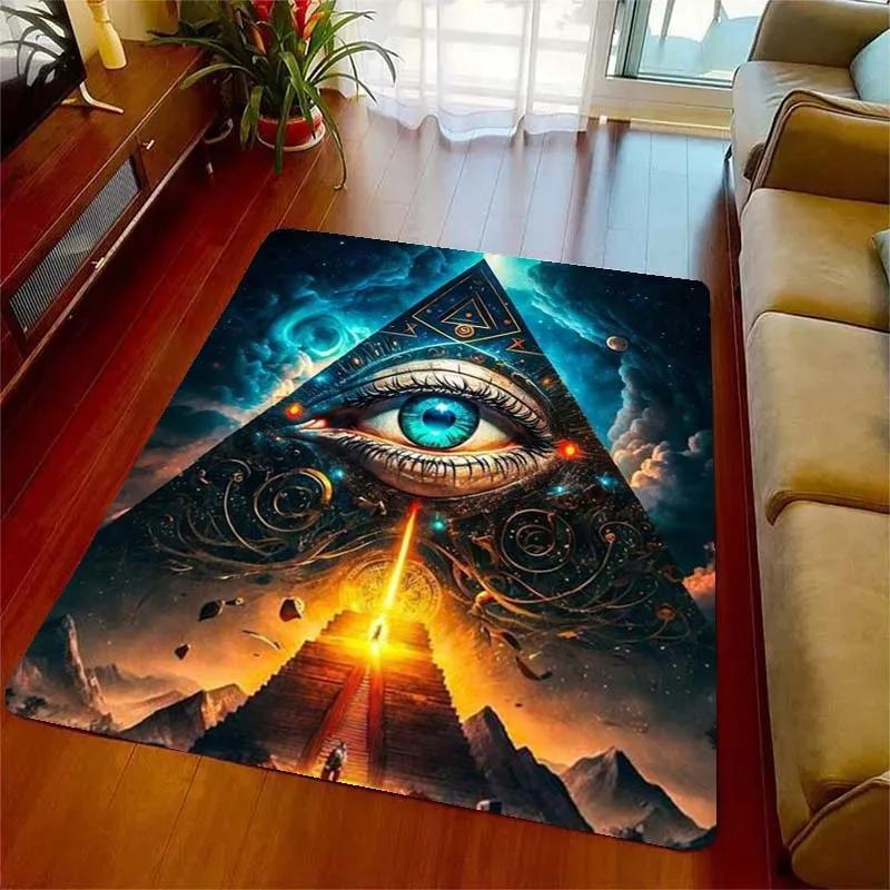 Allsehendes Auge Freimaurer Geheimnis Goldene Augen Teppiche für Wohnzimmer Schlafzimmer Dekoration Kinder Spielzimmer Matte Rutschfeste Teppiche