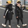 Boys' Winter Long-Sleeved Hooded Thickened Jacket Medium To Large Children's Mid-Length Collared Jacket