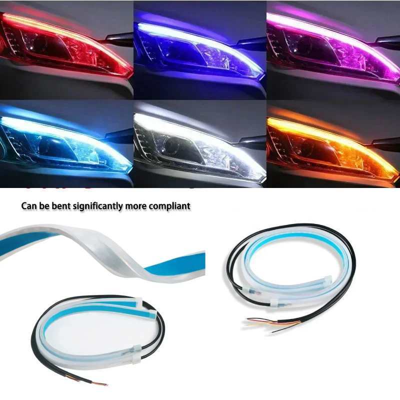 1pcs 30cm Car DRL LED Strip Flexible Water Resistant Daytime Running Lights Turn Signal Brake Multi-Color Function