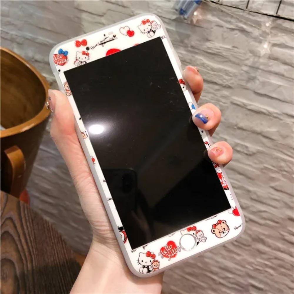 Ochranné sklo na displej pre iPhone 13 12 11 Pro Max 6 6S 7 8 Plus Ochranné sklo pre iPhone X XR XS Max Vzor Hello Kitty