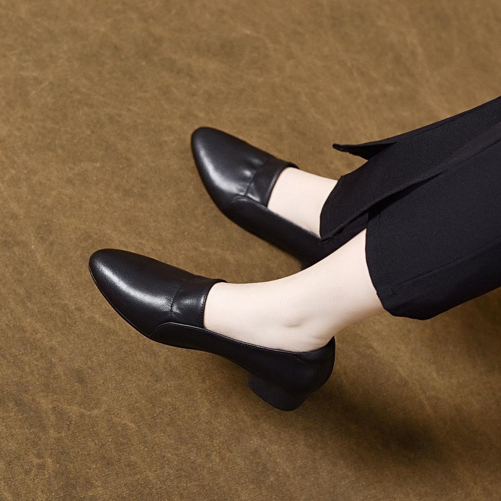 Pointed women's spring new shallow mouth ruffle edge low heel single shoes comfortable professional office work shoes