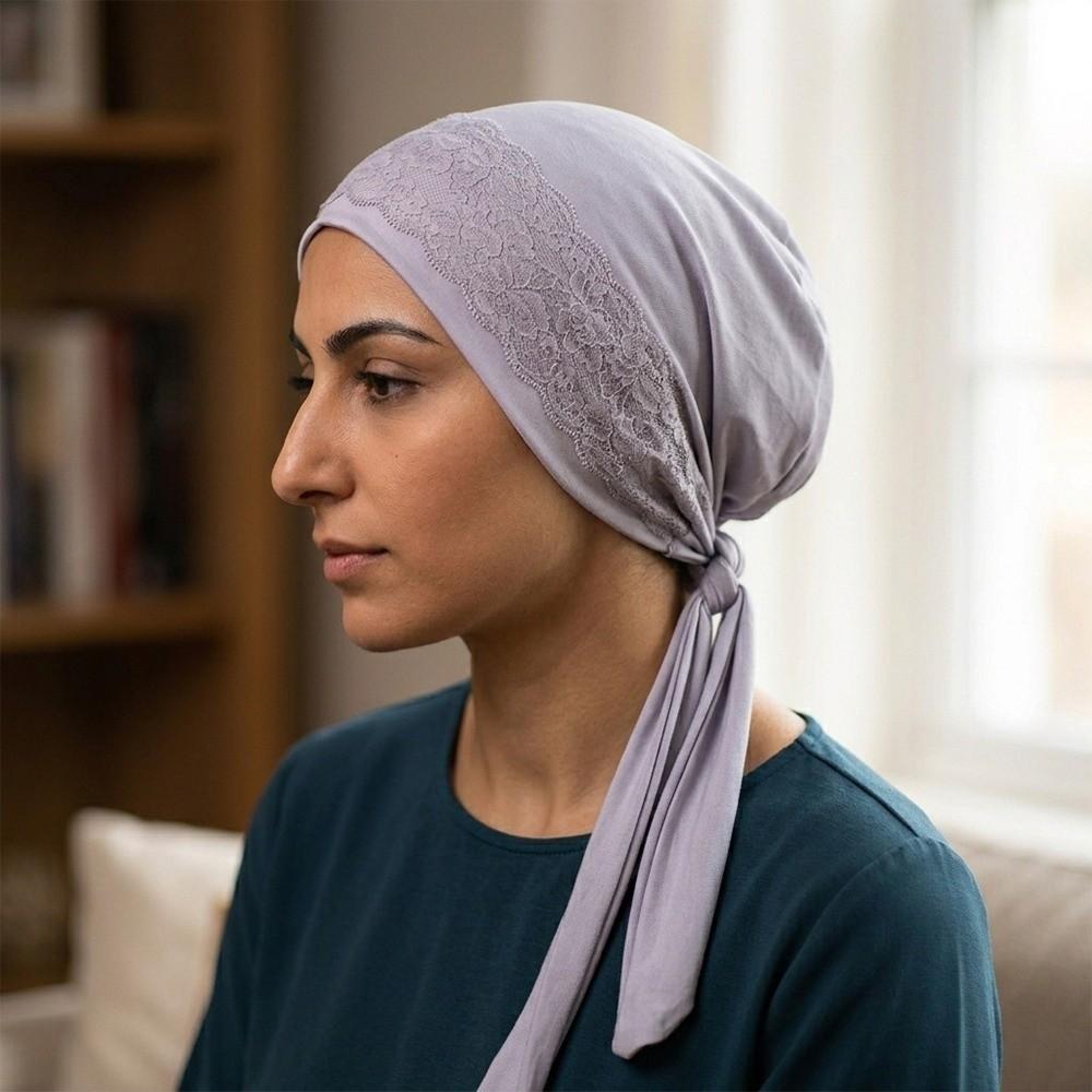 Long Tail Headscarf Hat Solid Color Hijab Caps Fashion Chemo Hat for Women