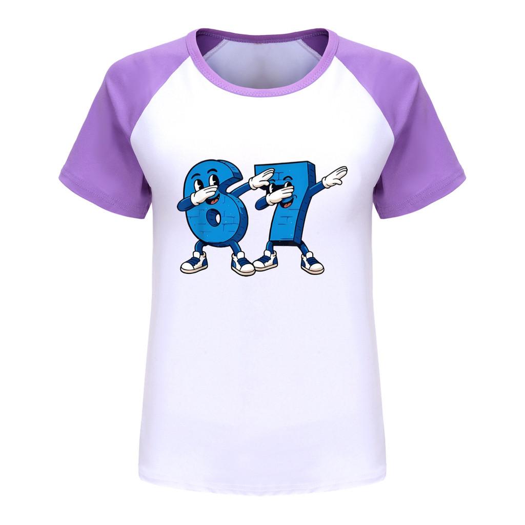 5226 Dětské Chlapecké Dívčí Ukrást Mozkovou Hnilobu 67 Šest Sedm Potisk Raglánové Krátké Rukávy Tričko