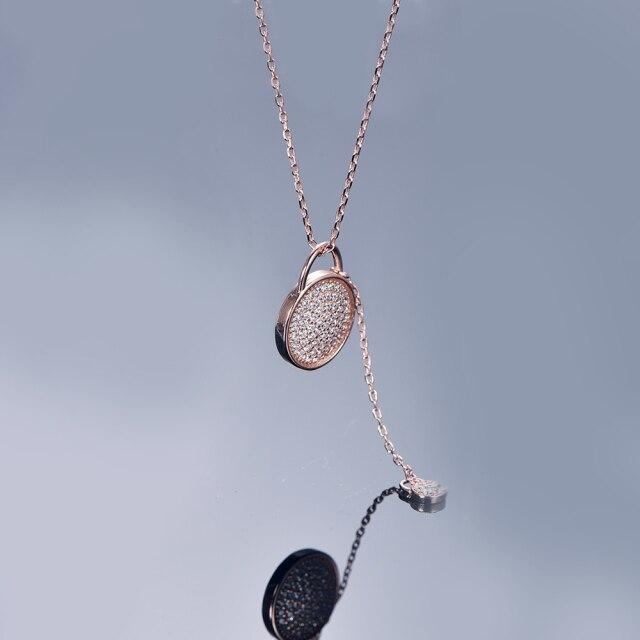 

Tkj New Style Micro Inlaid Full Diamond Round Brand Silver Ladies Necklace Simple Temperament Sweater Chain Clavicle Chain