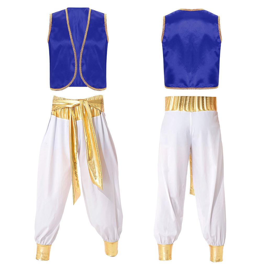 Anime Charakter Cosplay Herren Halloween Kostüm Mythischer Prinz Aladin Karneval Karneval Cosplay Party Outfit Paillettenbesatz Weste Mit Be