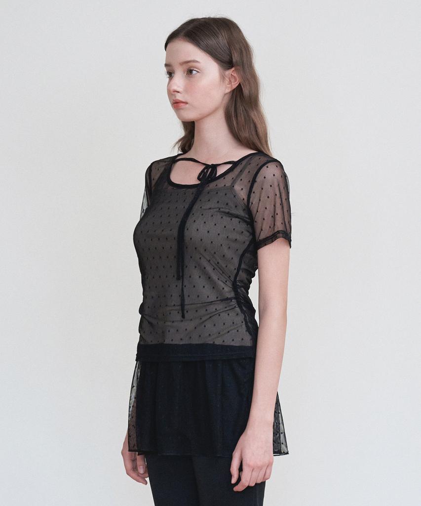 Micene Loose Mesh Tee-Mini Dress Set