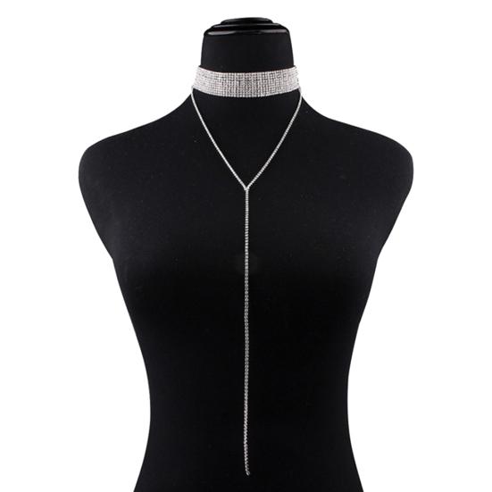 Multilayer Full Rhinestone Pendant Necklace Thick Women Statement Jewelry Gift