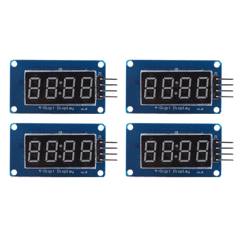 4Pcs 4 Digit Tube Display Module Red Adjustable Brightness LED Segment Support for TM1637 Drive Chip with Clock