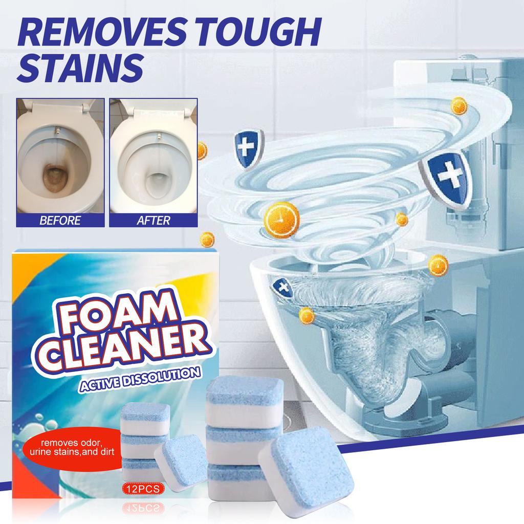 12pcs/box Toilet Cleaner Effectively Remove Stains Yellow Dirt Bacteria Odors Multifunctional Toilet Cleaning Agent