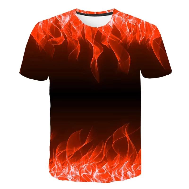 Maglietta per bambini alla moda trendy casual cool fiamma maglietta a maniche corte con girocollo per bambini
