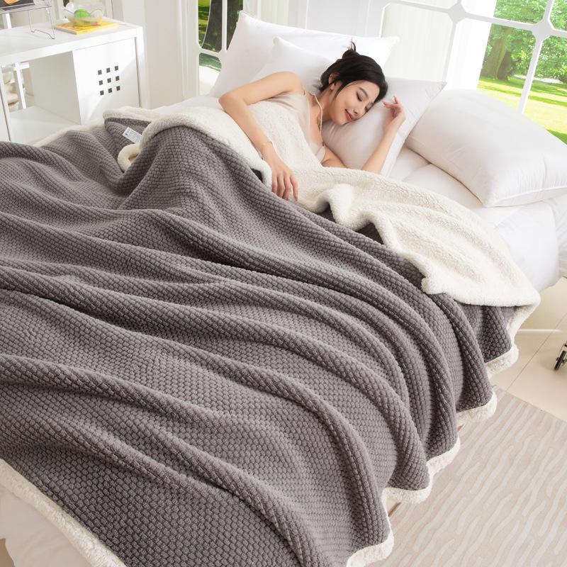 Winter Double-Layer Lambswool Flannel Blanket for Office or Nap Use
