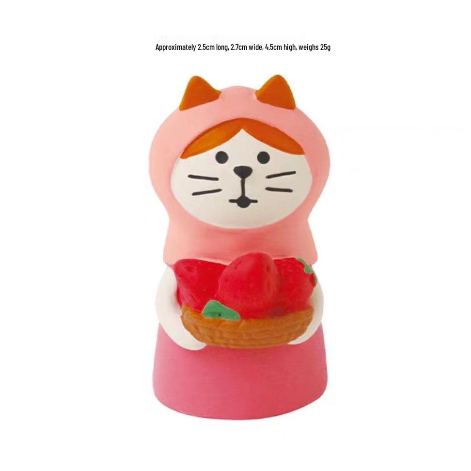Japanese Style Cat & Strawberry Chocolate Resin Ornaments - DIY Blind Box Gift Accessories