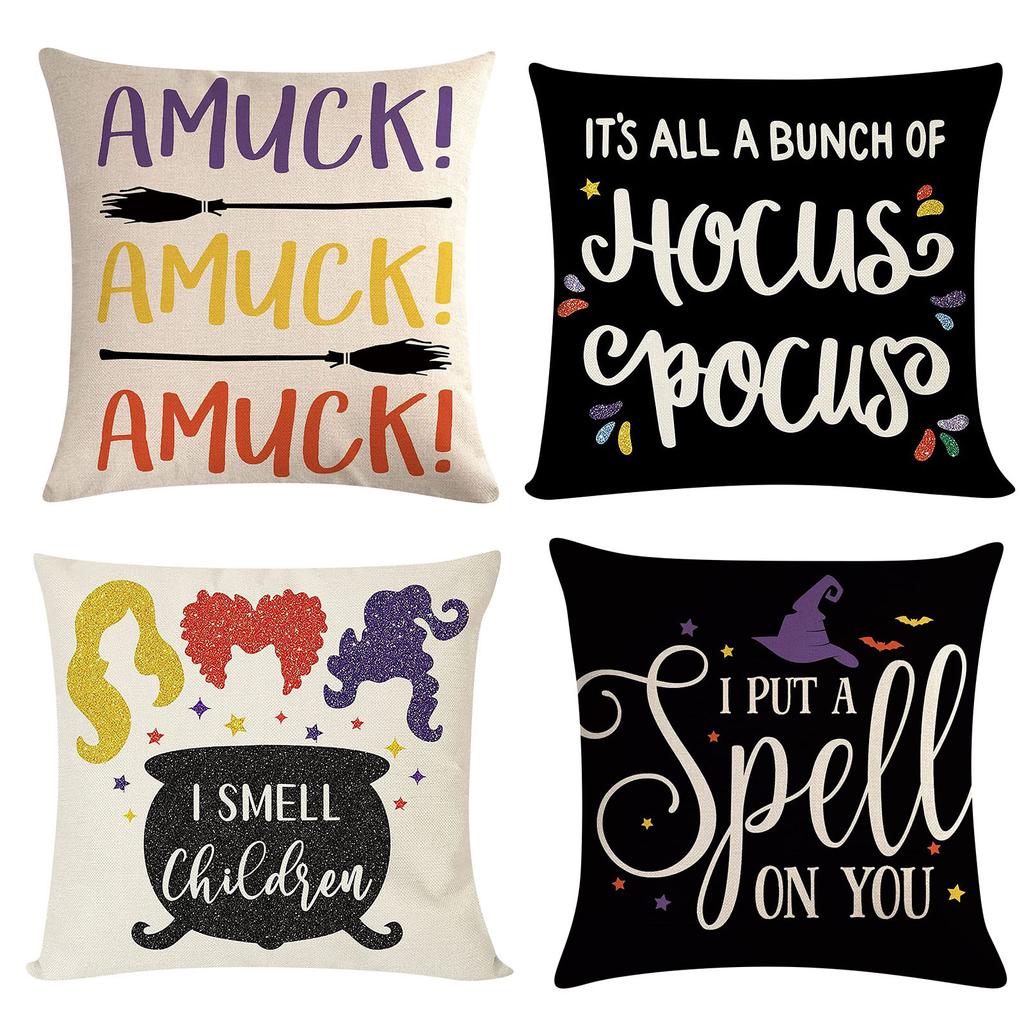 Halloween Throw  Cover Case Decorations 18 X 18 Inch Home Decorations Cushion Case For Sofa Couch Set Of 4