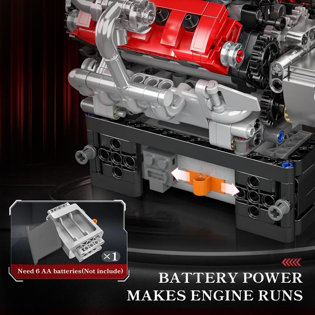 MOULD KING 10204 Technical Car Engine Toys The Motorzied FE Sports Car V8 Engine Building Block Brick Kids Christmas Gift