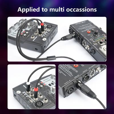 Female 3Pin To 6.35mm 1/4inch Mono Male Music Y Splitters Cable 2x6.35mm 1/4" To 3Pin Stereo Music Adapters Cable