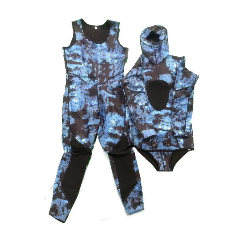1.5/3MM Hooded Camouflage Diving Suit for Cold Protection, Warmth, and Snorkeling.