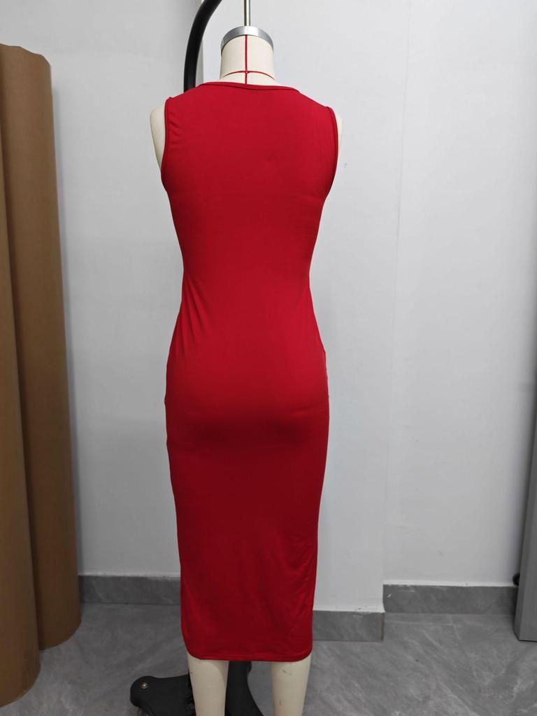 Chic Européen: Robe sexy sans manches moulante pour femme