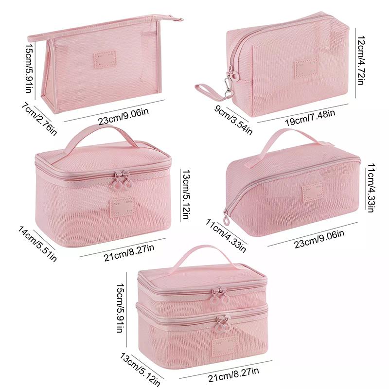 Travel Mesh Makeup Bag Wash Bag Cosmetic Bag Zipper Container For Women Toiletry Bag Makeup Organizer Portable Storage Pouch