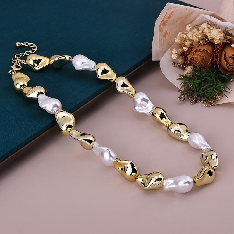 New Personality Irregular Silver Pearl Neck Chain Necklace Temperament Spice Girl Style Versatile Temperament Necklace Jewelry