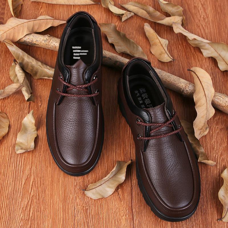 Men s Formal Leather Slip-On Loafers: Spring Casual, Large Size Cowhide Shoes 47