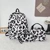 Schoolbag backpack, college student capacity, casual printing three-piece lunch bag, light weight for primary and secondary school students