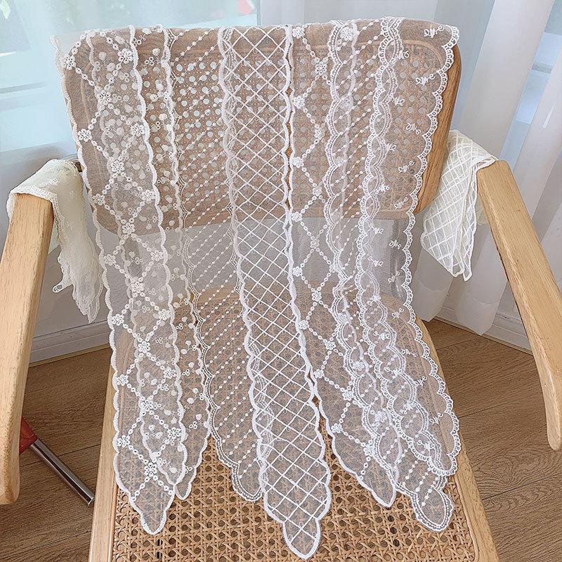 Fashion Solid Color Lace Embroidery Women's Hair Scarf Korean Style Hair Long Ribbons Scarf Hair Bands  Headwear