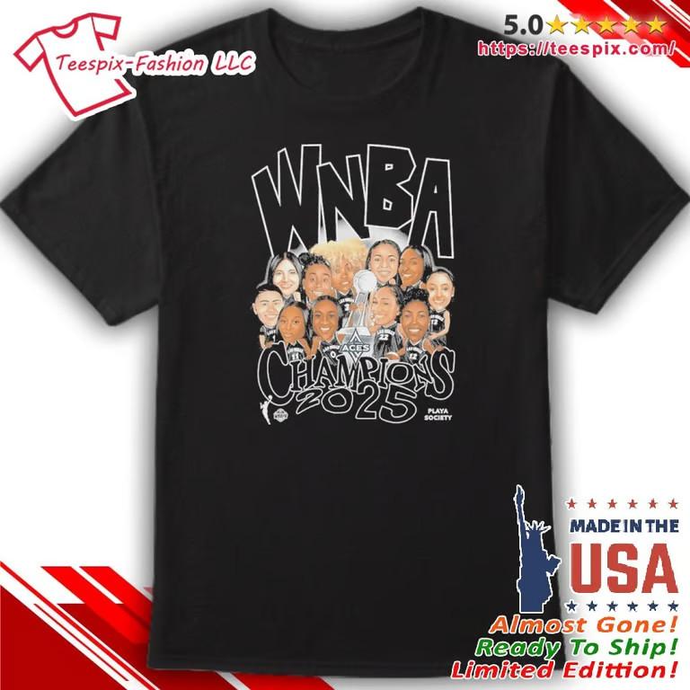 Las Vegas Aces 2025 WNBA Champions Team Caricature T-Shirt Unisex T-Shirt S