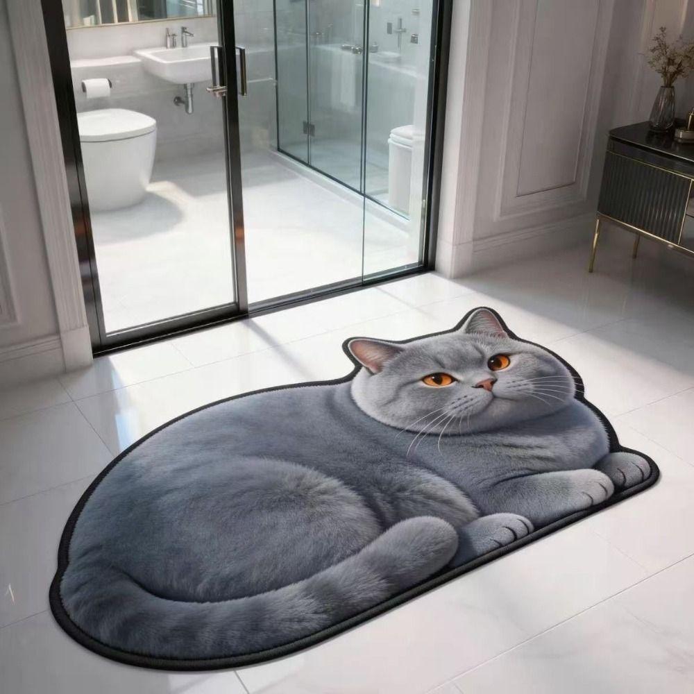 40*60cm Simulation Cat Floor Mat Bathroom Carpet  Living Room Tea Table Bedside