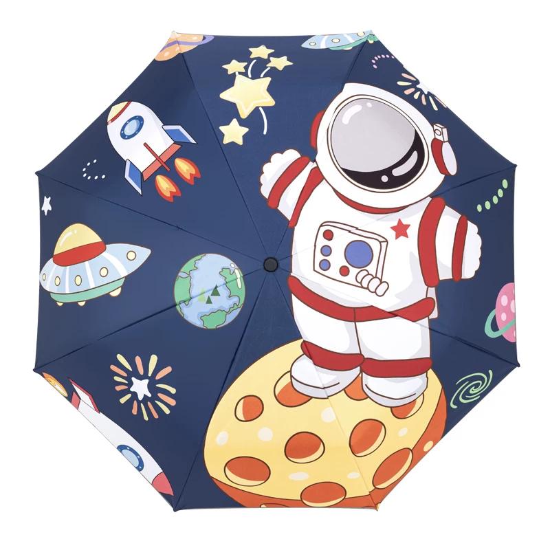 Safety Anti-Rebound Children's Umbrella Boys Primary School Students Foldable Fully Automatic School Dedicated Rain and Rain Dual-Use Cartoon Umbrella