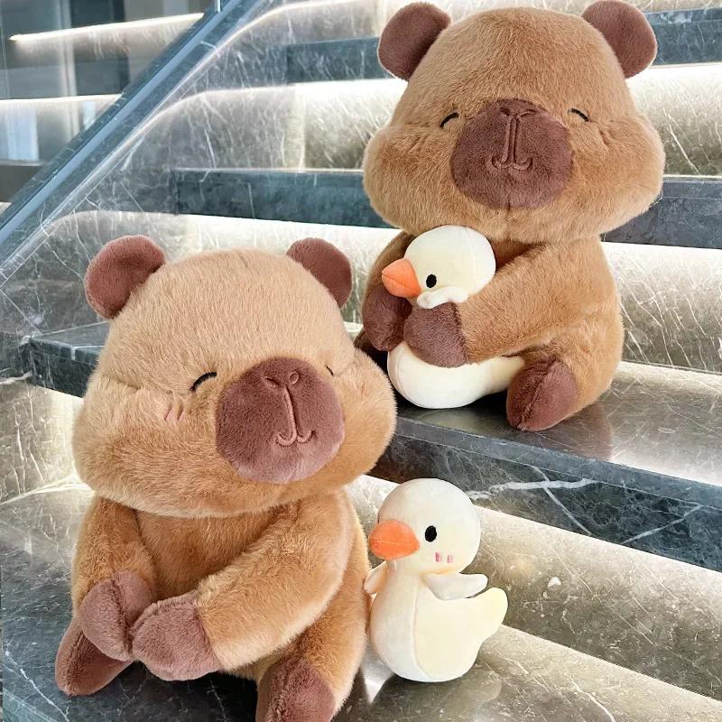Fluffy Capybara Plush Doll Kawaii Capybara With Duck Stuffed Toy Stuffed Animals Kids Juguetes Birthday Gift Home Decor