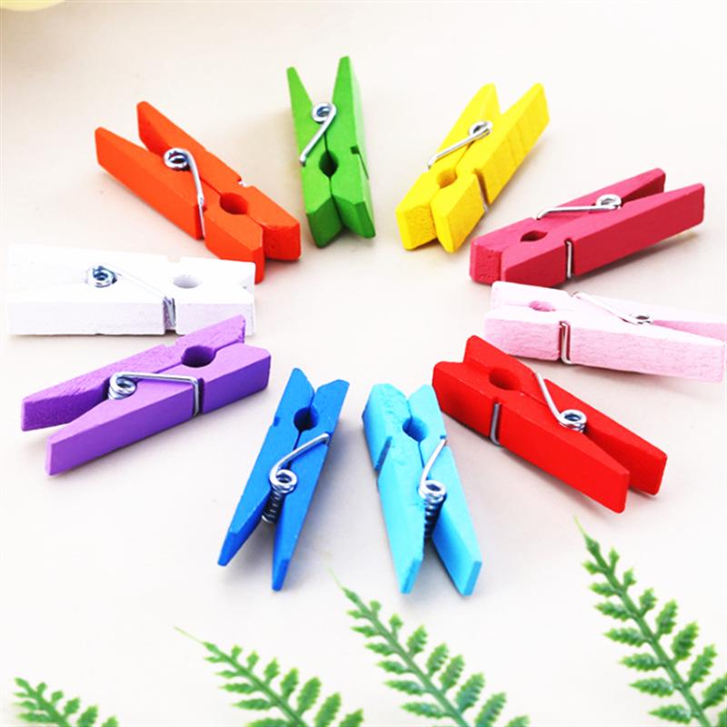 Mini Cartoon Wooden Clips with Hemp Rope, Natural and Colorful Spray-Painted, 3.5*0.7