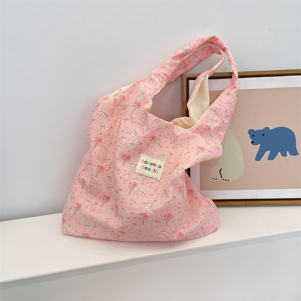 Cute Cartoon Bear Embossed Shoulder Bag For Students Stylish Versatile Tote Bag