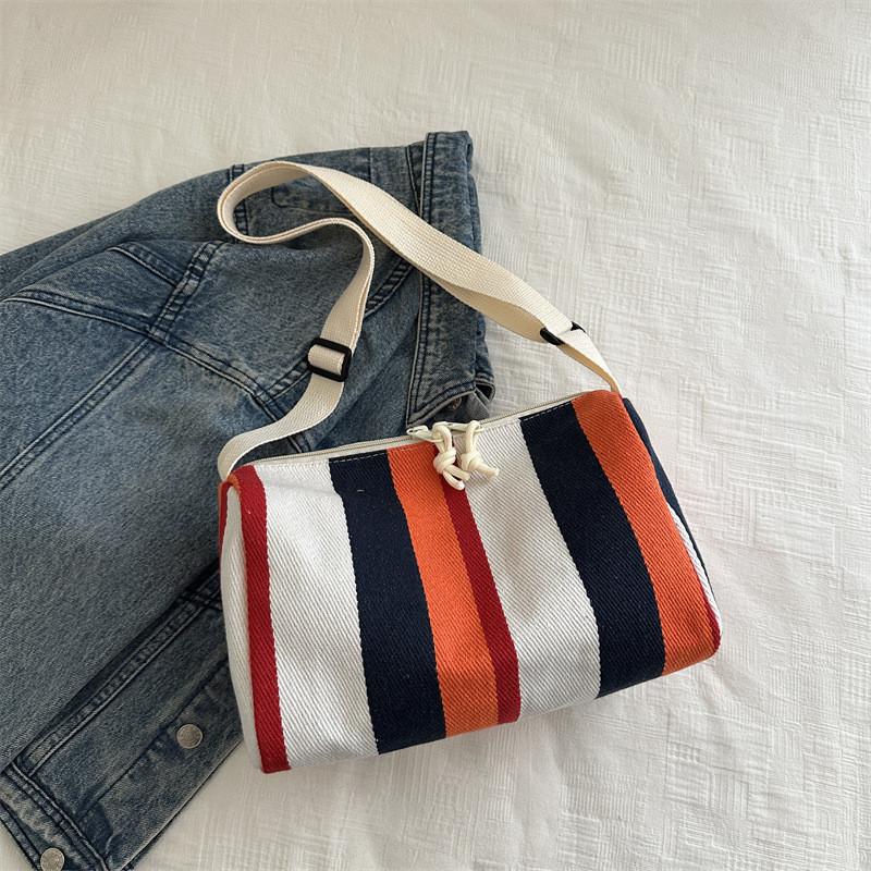 Trendy High-quality Colorful Striped Tote Bag Stylish Shoulder Bag For Daily Use