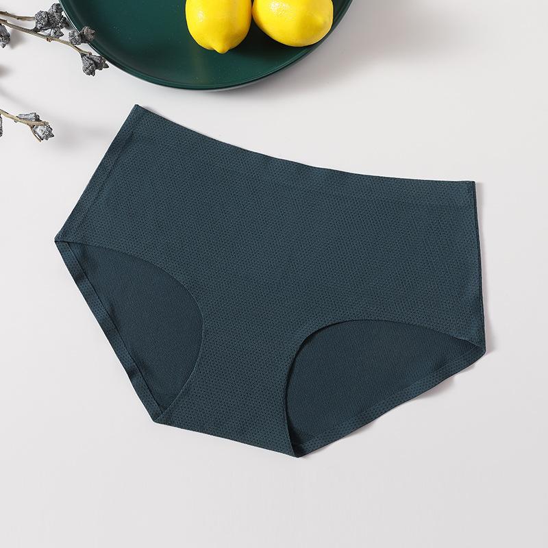 Plus Size Breathable Holes Panties Women Lingerie Solid Knickers Seamless Female Mid-rise Briefs