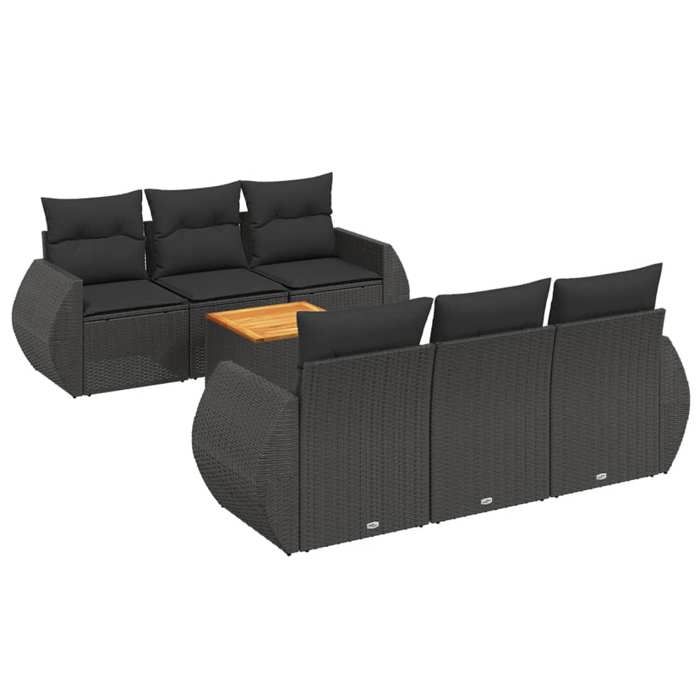 VidaXL Garden Lounge Set with Cushions 7 Pcs, Patio Sofas, Patio Furniture Set, Outdoor Furniture, Black 3224893