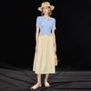 Wudao Women's Summer V-Neck Knit T-Shirt with Tencel-Linen Blend