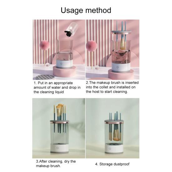 Yousheng Auto Scrubber Tool Vocal Vibration Mild Two Modes 7000 RPM 8W 1.5A Time-saving ABS Electric Makeup Brush Cleaner Home Supply