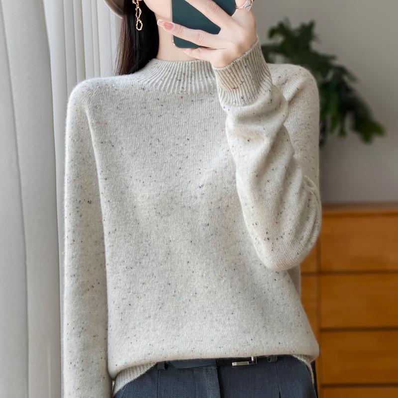 Women's Cashmere Sweater Qinghe Cashmere 30% Cashmere 70% Wool Autumn and Winter Cashmere Thick Pullover Soft and Warm