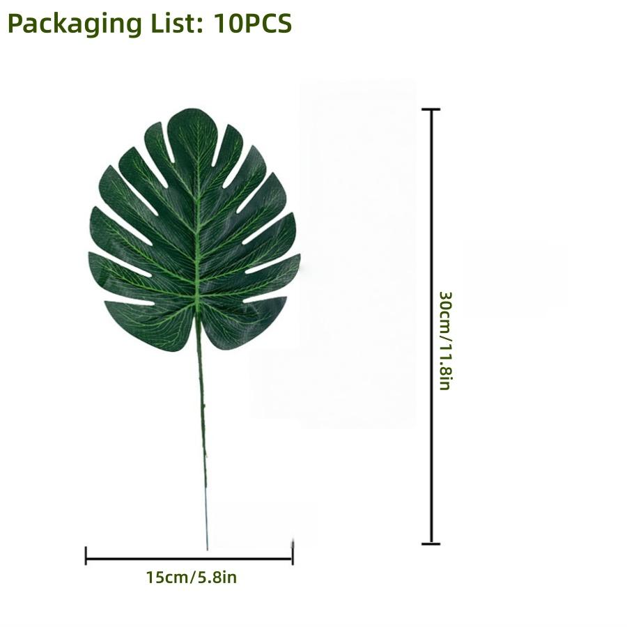 10/56pcs Tropical Palm Leaves Set - Artificial Safari Jungle Leaf Decorations with Stems for Party Home Accents