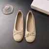 French bow round head ballet shoes fairy shoes flat gentle evening shoes autumn new women's small single shoes