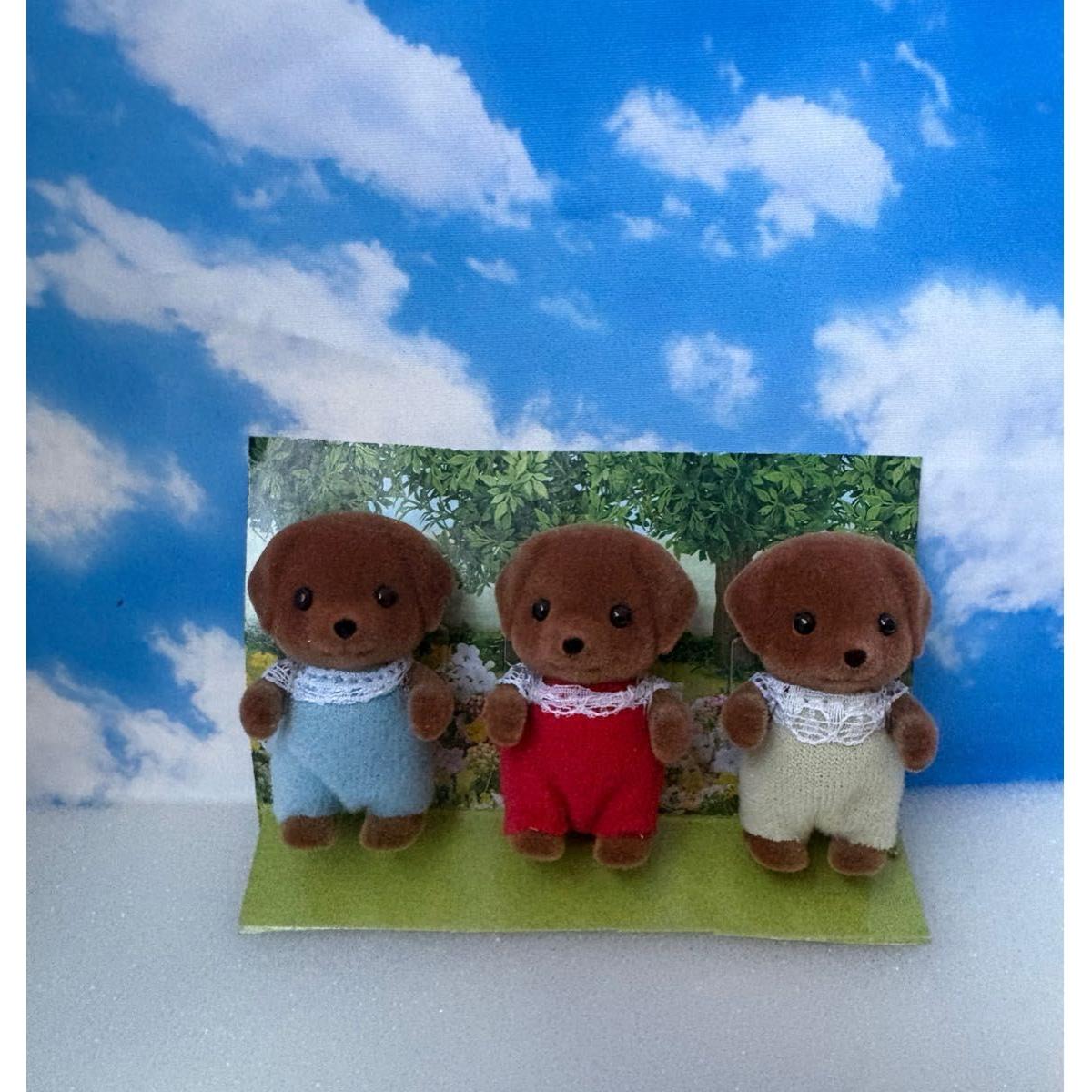 Used New and unused Sylvanian Families Chocolate Labrador Baby Set of 3