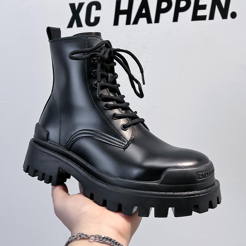 

Ботинки Ботинки Мартин Высокие Берцы Британский Стиль Средние Берцы Модная Обувь Инструментальные Весна и Осень Локомотивные Летние Черные Мужские Ботинки 8516-A 38 чёрный