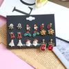 Christmas stud earrings combination new cartoon holiday alloy dripping elk old man bell earrings set