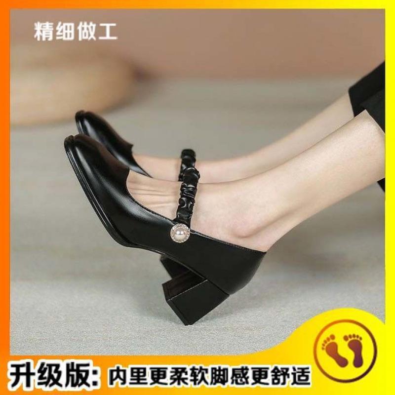 Single shoes women's versatile 2025 new summer French high school thick heel temperament Mary Jane women's shoes